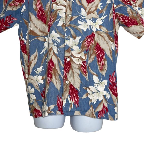 Hilo Hattie Aloha Vintage Blue Floral Hawaiian Beach Vacation Shirt Large - Picture 3 of 10